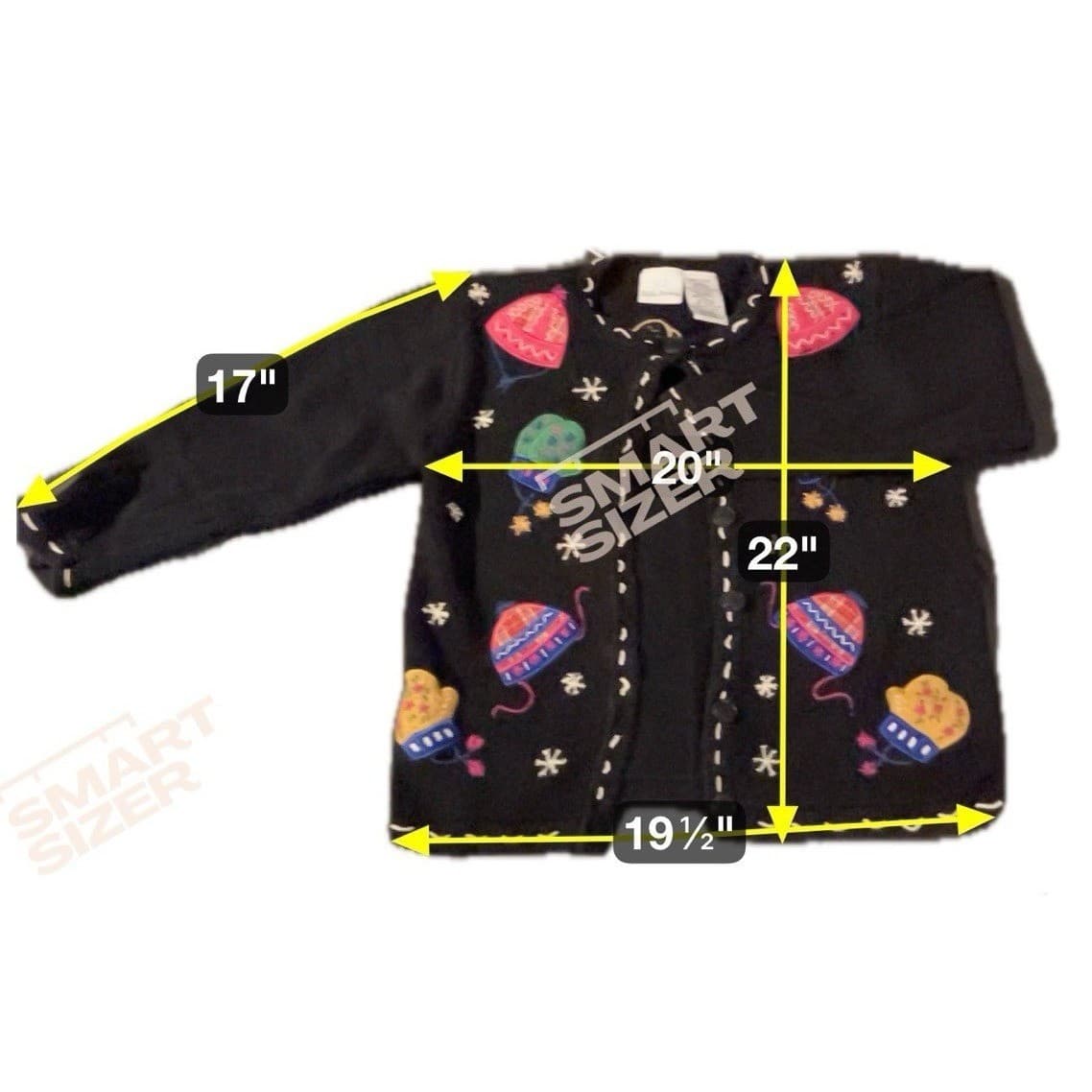 Bobbie Brooks Black Embroidered Winter Mitten Beanie, Women's Cardigan Sweater - Thumbnail 2