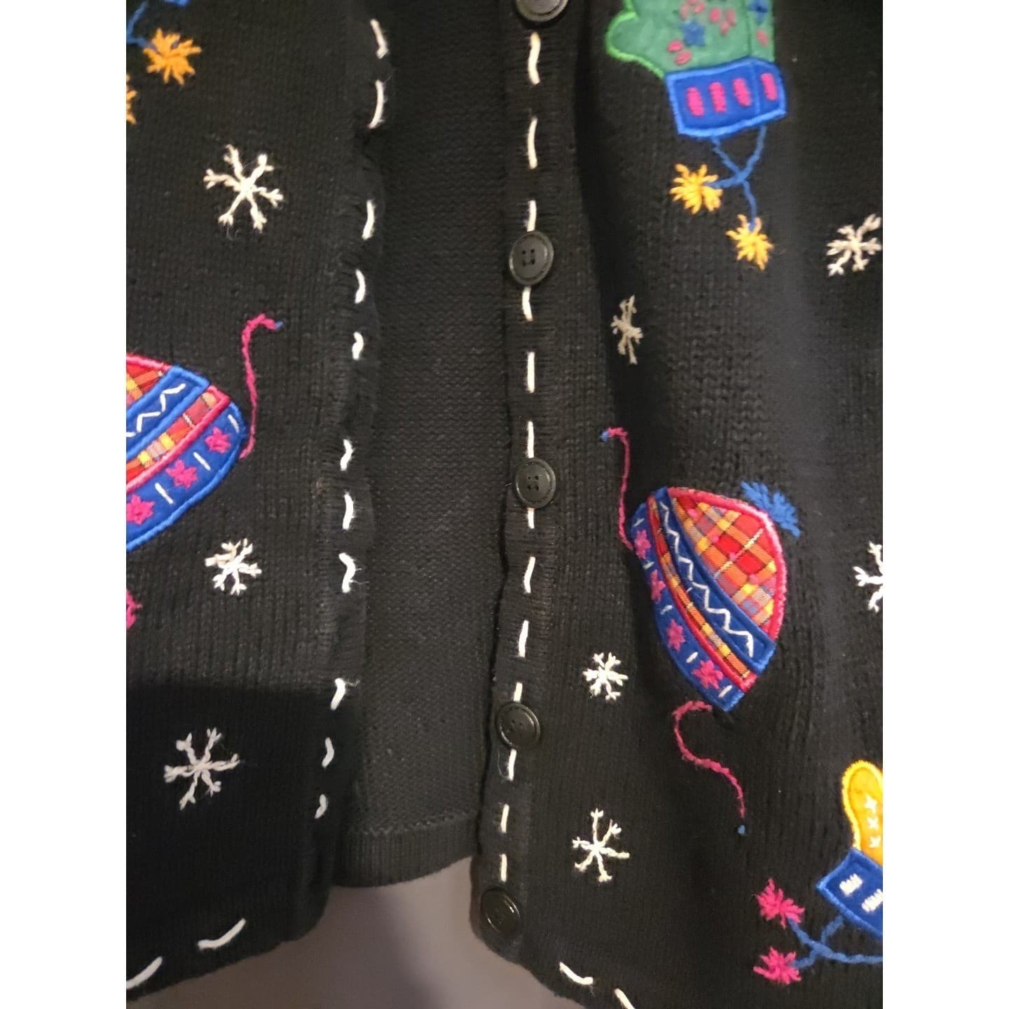 Bobbie Brooks Black Embroidered Winter Mitten Beanie, Women's Cardigan Sweater - Thumbnail 7