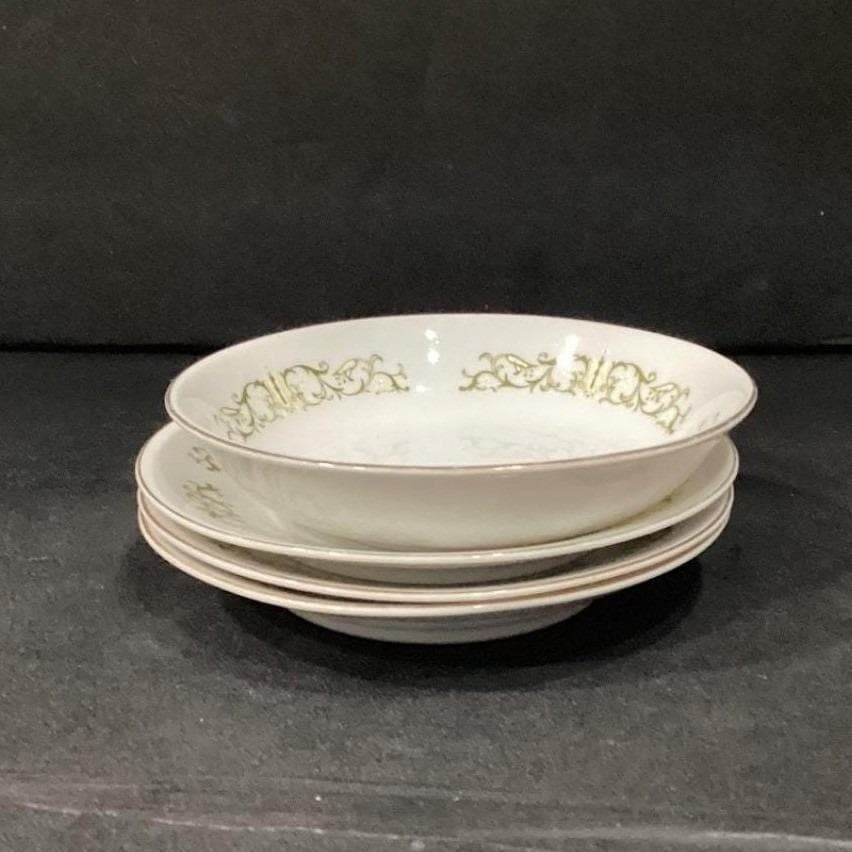 Bell Flower Fine China, Set of 3 Saucers & 1 Cereal Bowl, Porcelain Tableware - Thumbnail 14