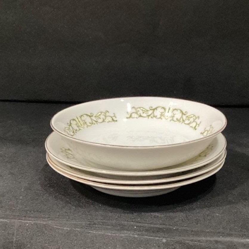 Bell Flower Fine China, Set of 3 Saucers & 1 Cereal Bowl, Porcelain Tableware - Thumbnail 15