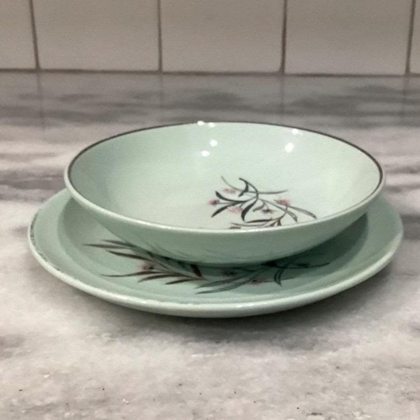Universal Ballerina Mist Strawflower Salad Bowl & Plate, Vintage Dinnerware - Thumbnail 9