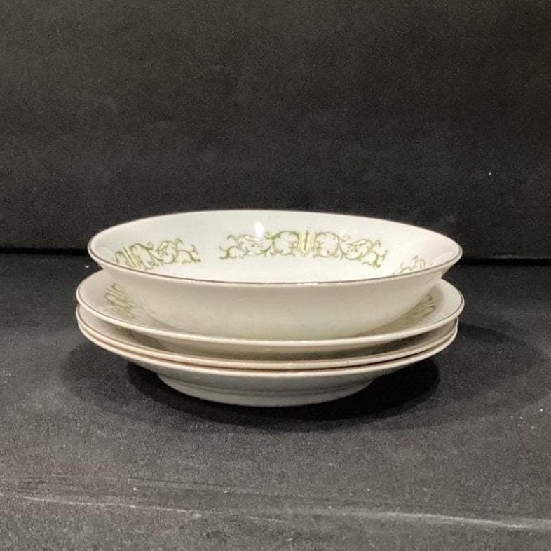 Bell Flower Fine China, Set of 3 Saucers & 1 Cereal Bowl, Porcelain Tableware - Thumbnail 12