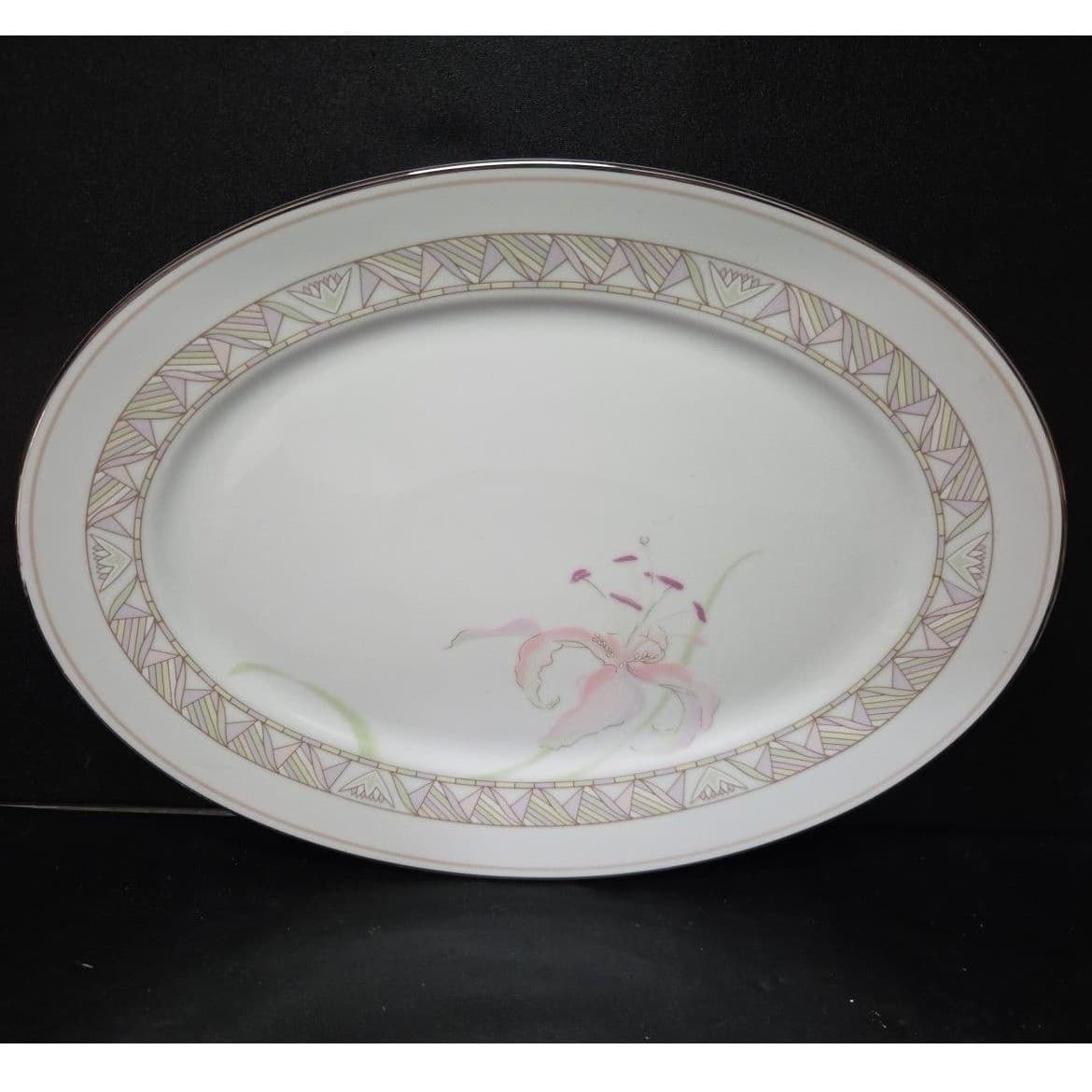 Lenox Pink Lily 16" Oval Serving Platter, Floral Bouquet Collection, Vtg Decor - Thumbnail 2