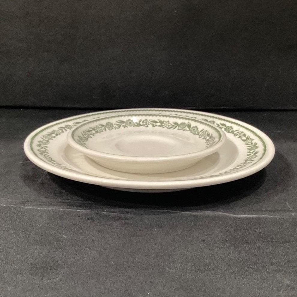 Buffalo China Green Kenmore Dinner Plate & Saucer, Vintage Floral RestaurantWare - Thumbnail 11
