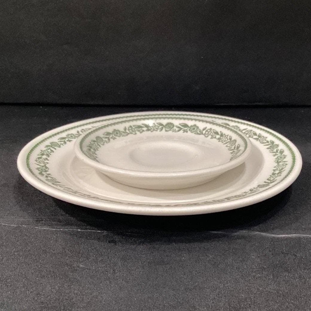 Buffalo China Green Kenmore Dinner Plate & Saucer, Vintage Floral RestaurantWare - Thumbnail 13