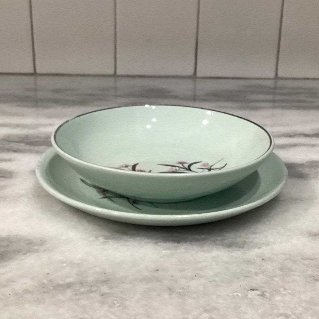 Universal Ballerina Mist Strawflower Salad Bowl & Plate, Vintage Dinnerware - Thumbnail 8