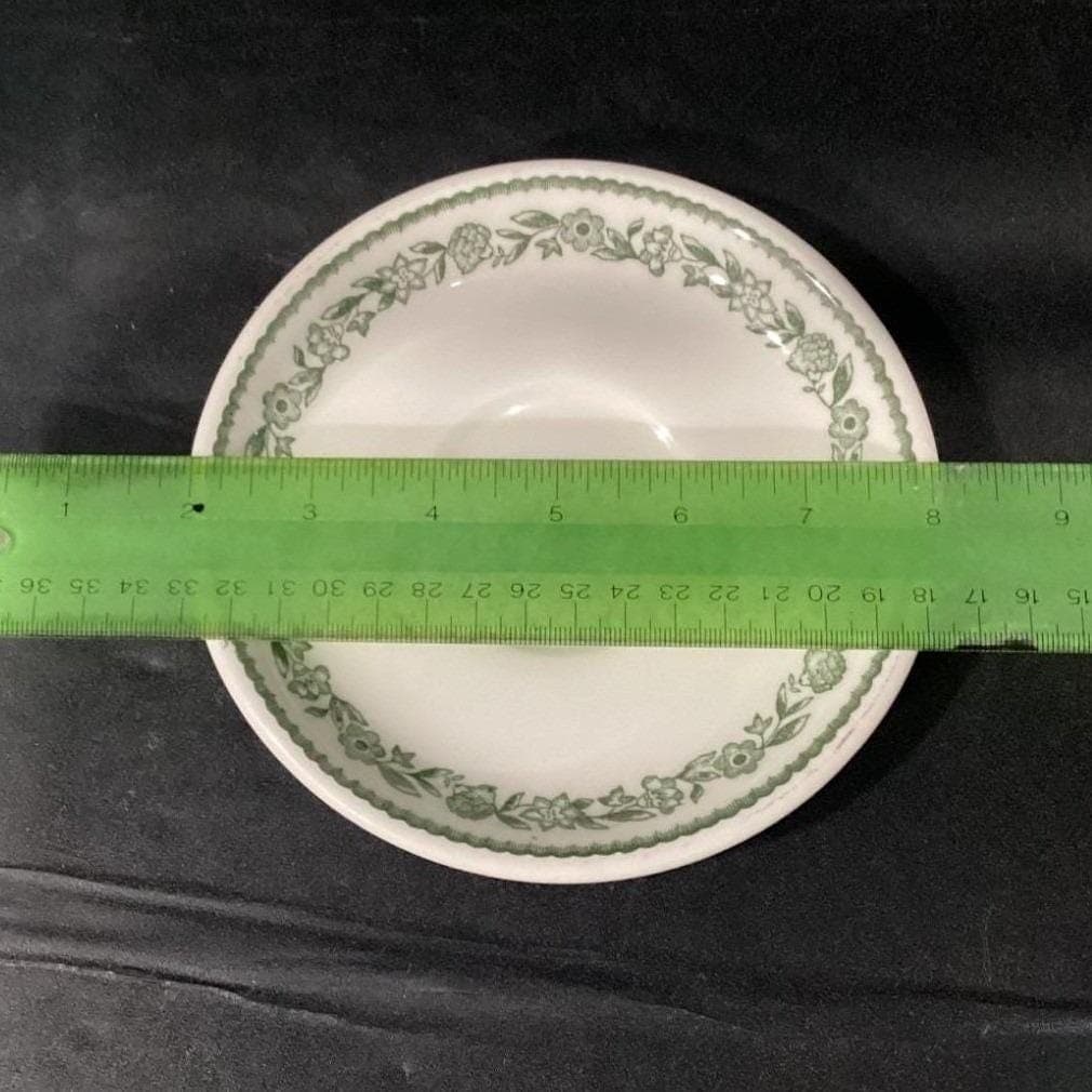 Buffalo China Green Kenmore Dinner Plate & Saucer, Vintage Floral RestaurantWare - Thumbnail 3
