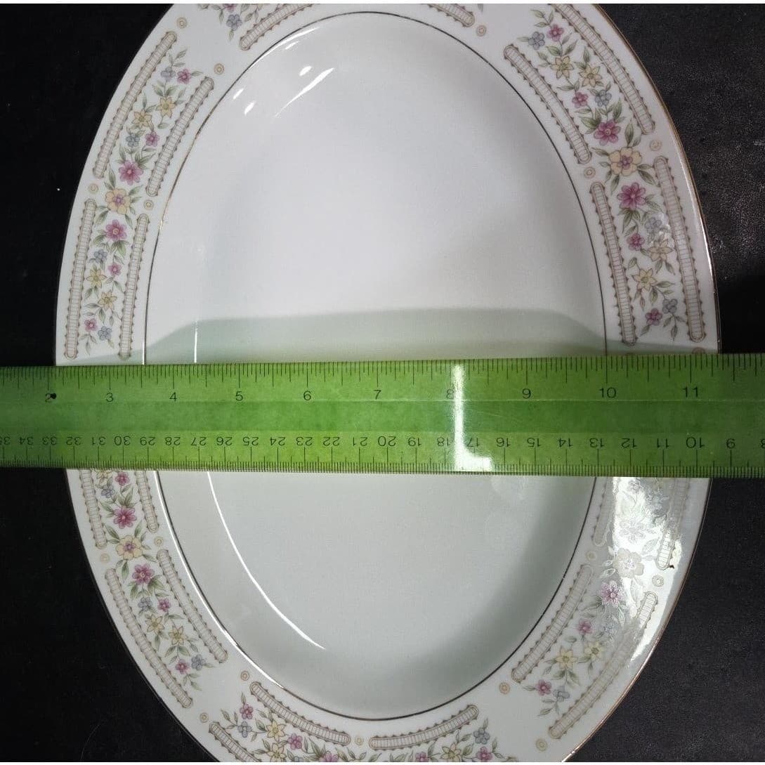 Crescent China Chelsea 12" Oval Serving Platter #5702, Hand Painted, Floral Dish - Thumbnail 5