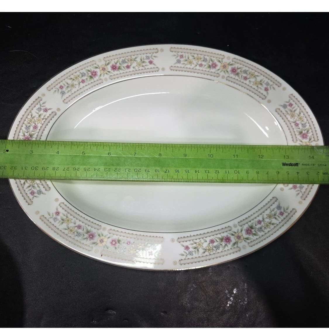 Crescent China Chelsea 12" Oval Serving Platter #5702, Hand Painted, Floral Dish - Thumbnail 4