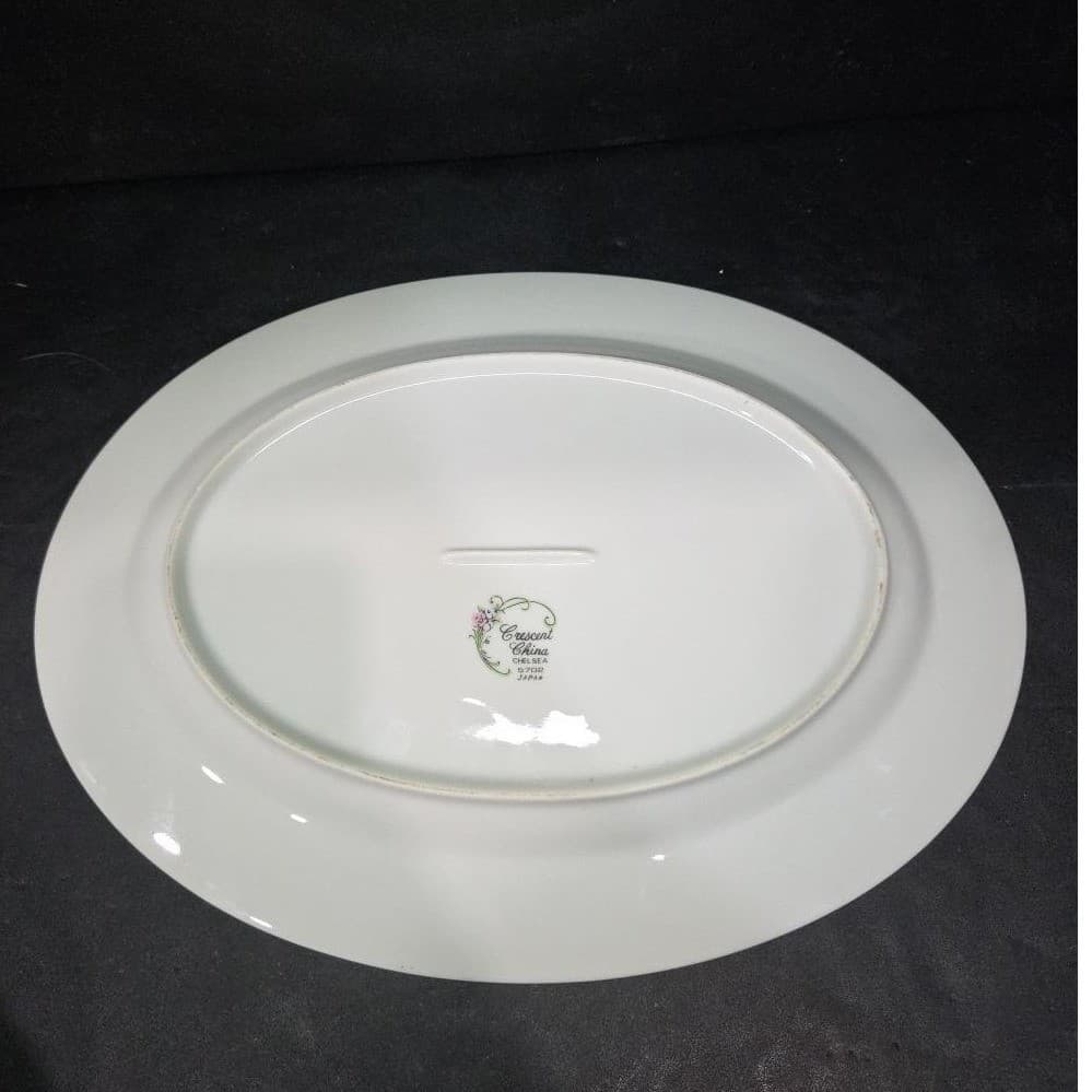 Crescent China Chelsea 12" Oval Serving Platter #5702, Hand Painted, Floral Dish - Thumbnail 3
