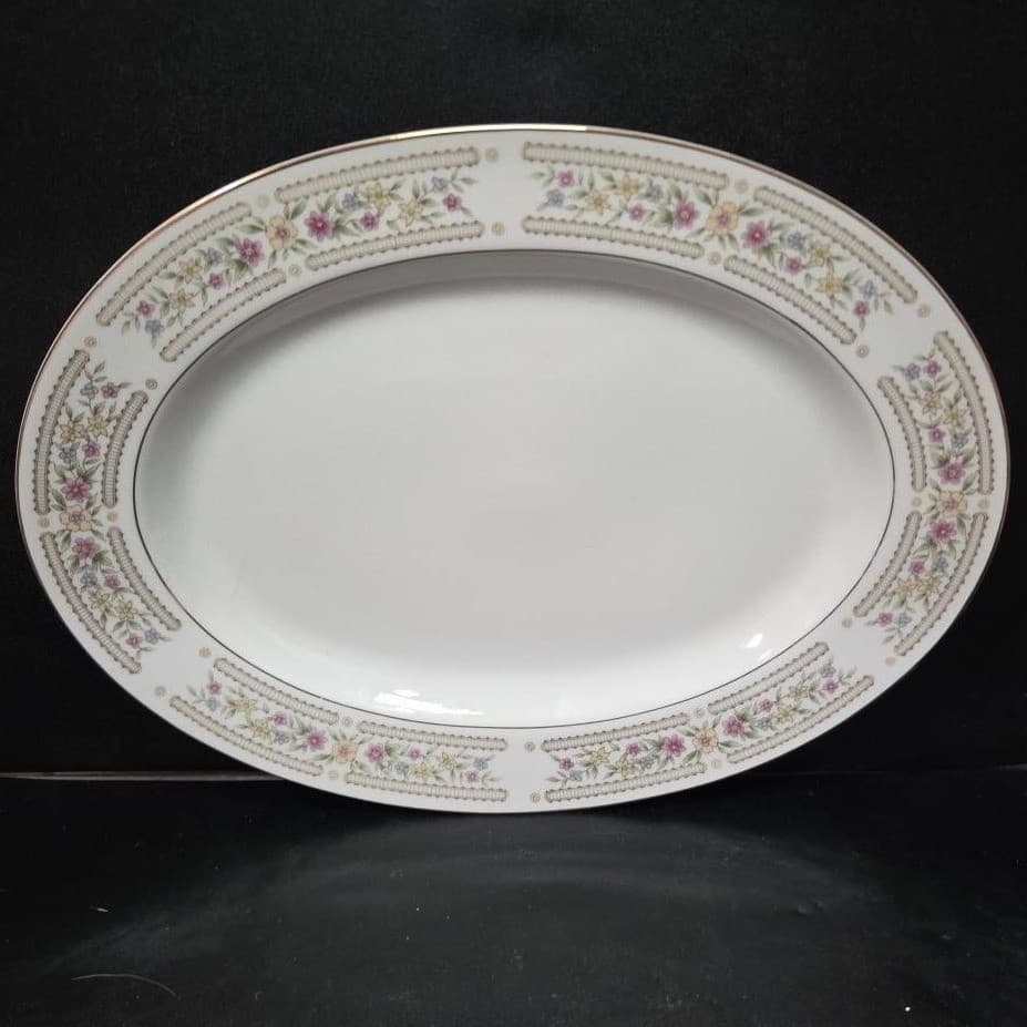 Crescent China Chelsea 12" Oval Serving Platter #5702, Hand Painted, Floral Dish - Thumbnail 2