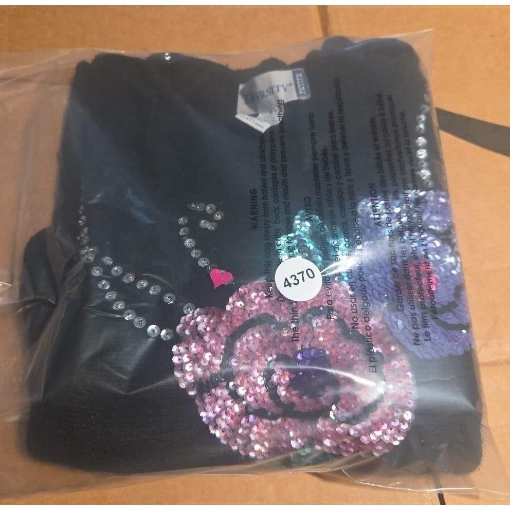Diversity Vintage Black Sequin Floral Silk Angora Sweater, Women's Petite Small - Thumbnail 7