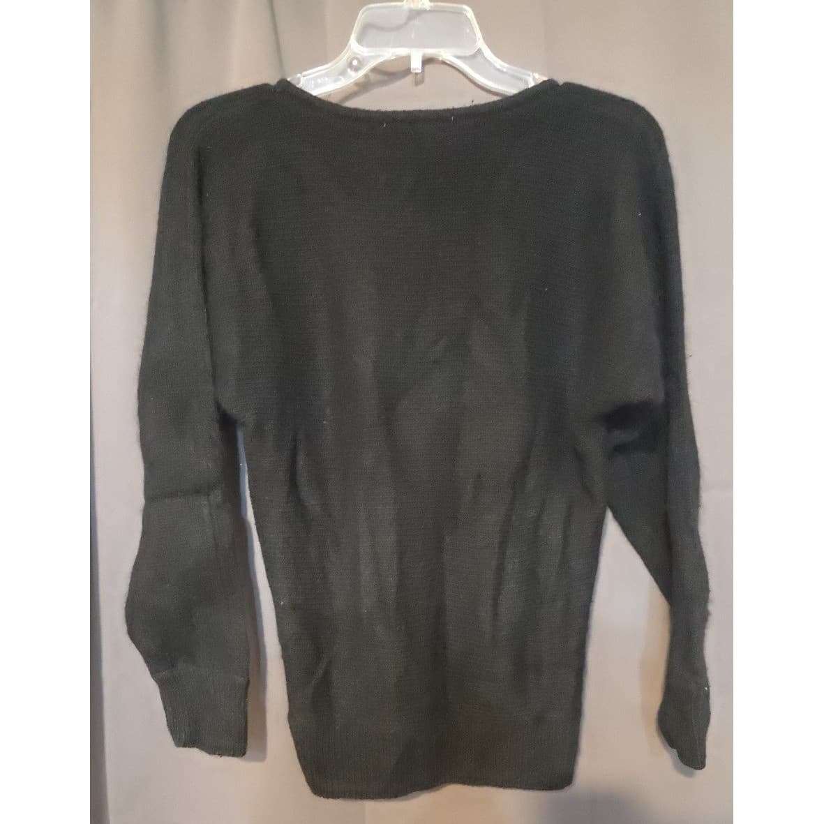 Diversity Vintage Black Sequin Floral Silk Angora Sweater, Women's Petite Small - Thumbnail 4