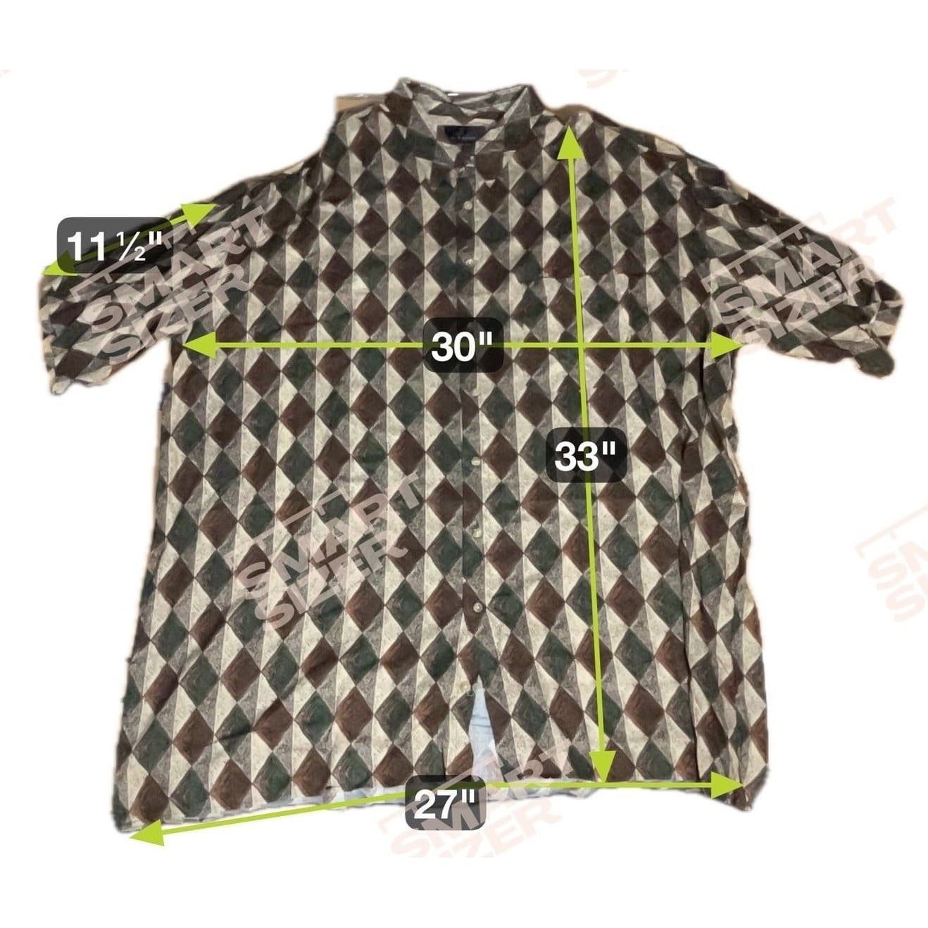 J. Ferrar Rayon Geometric Diamond Harlequin Print Button Down, Men's 2XLTShirt - Thumbnail 5