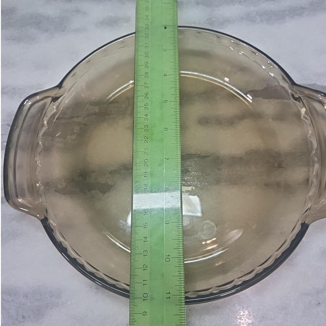 Anchor Hocking Amber 1qt Deep Dish Pie Plate #1075, Ovenware, Fluted Handles - Thumbnail 6