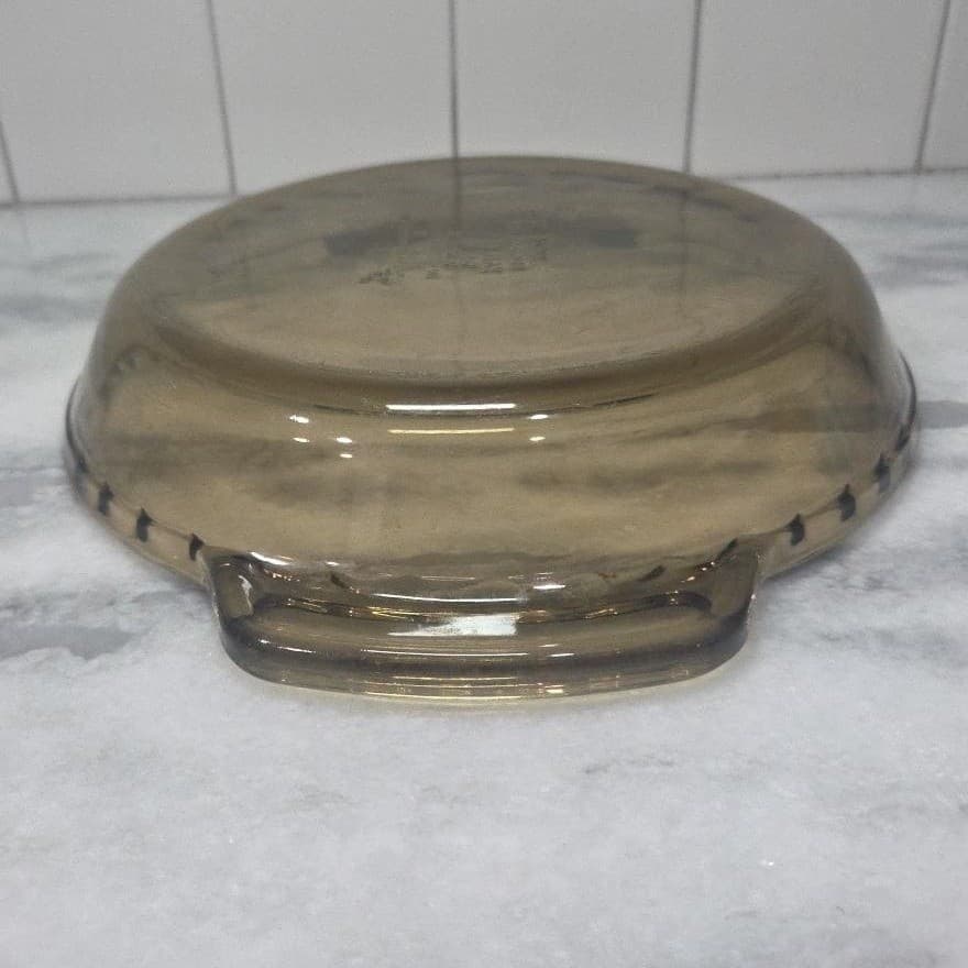 Anchor Hocking Amber 1qt Deep Dish Pie Plate #1075, Ovenware, Fluted Handles - Thumbnail 9