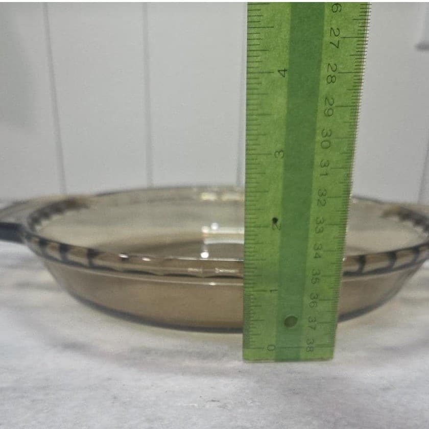 Anchor Hocking Amber 1qt Deep Dish Pie Plate #1075, Ovenware, Fluted Handles - Thumbnail 7