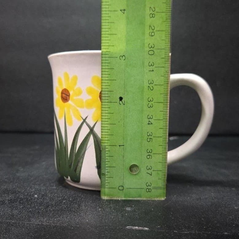 Sunflower Retro Ceramic Mug, Mid Century Coffee Cup, Yellow Floral Kitchen Decor - Thumbnail 9