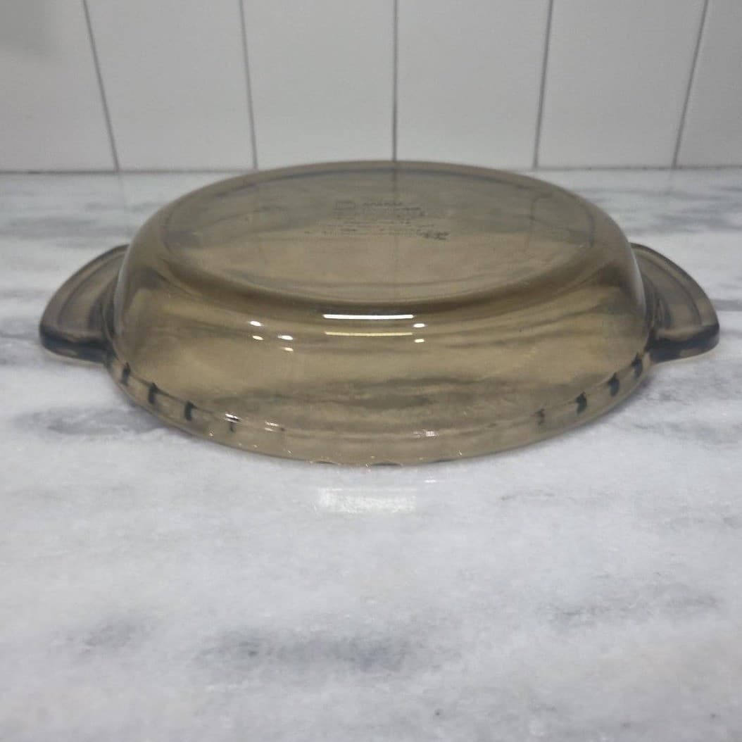 Anchor Hocking Amber 1qt Deep Dish Pie Plate #1075, Ovenware, Fluted Handles - Thumbnail 8