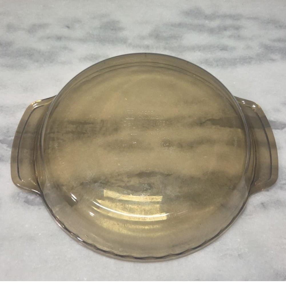Anchor Hocking Amber 1qt Deep Dish Pie Plate #1075, Ovenware, Fluted Handles - Thumbnail 4