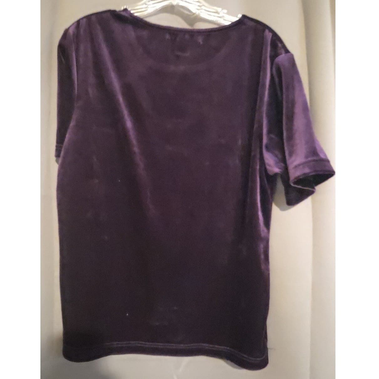 Blast Purple Velvet Short Sleeve T-Shirt, Women's Small, Rhinestone Graphic - Thumbnail 4