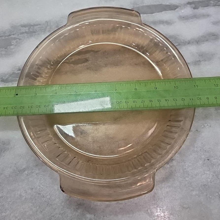 Anchor Hocking Fire King Amber Pie Plate, Vintage Ribbed Design Ovenware - Thumbnail 6