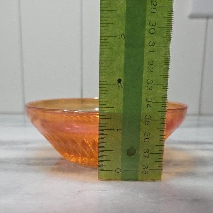 Iridescent Marigold Carnival Glass Berry Bowl, Starburst Design, Amber Dishware - Thumbnail 9