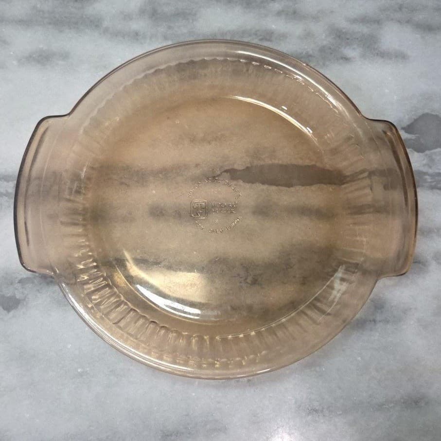 Anchor Hocking Fire King Amber Pie Plate, Vintage Ribbed Design Ovenware - Thumbnail 3