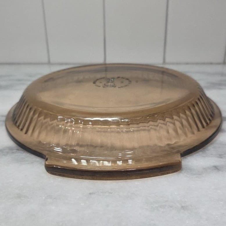 Anchor Hocking Fire King Amber Pie Plate, Vintage Ribbed Design Ovenware - Thumbnail 10