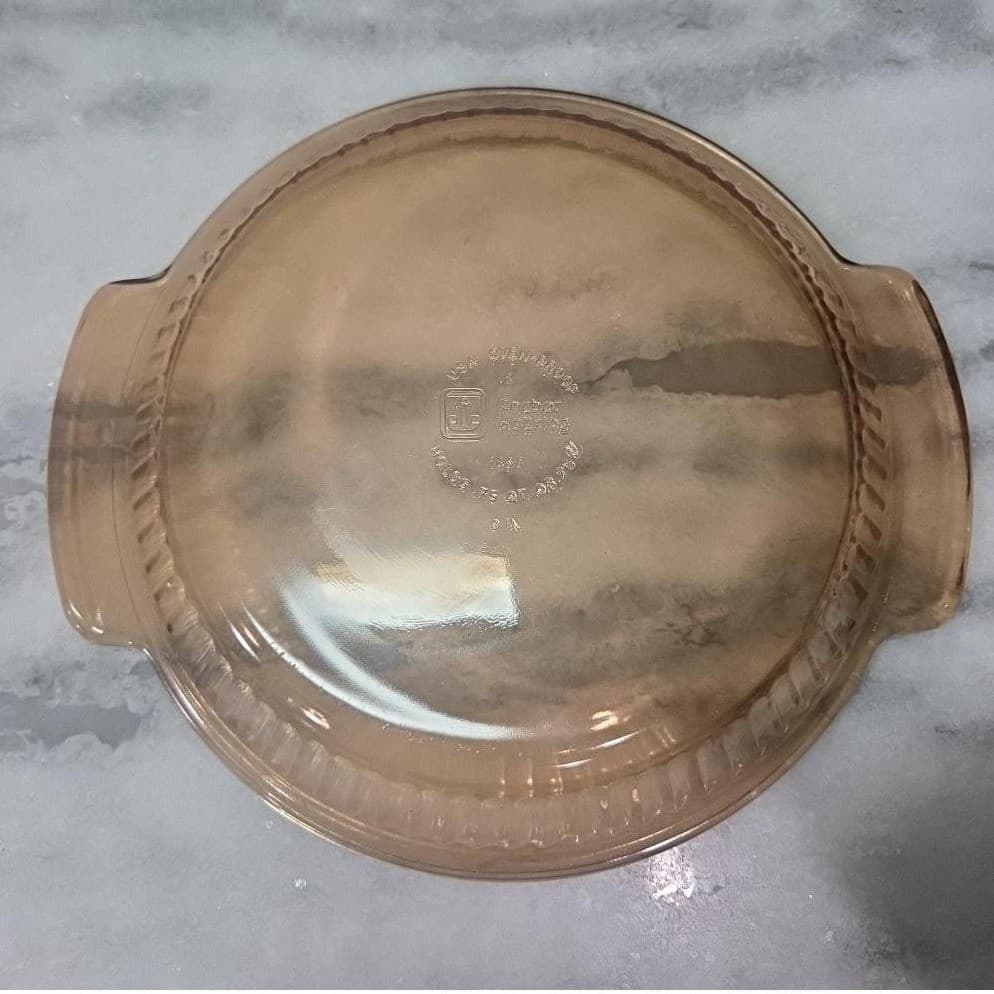 Anchor Hocking Fire King Amber Pie Plate, Vintage Ribbed Design Ovenware - Thumbnail 4