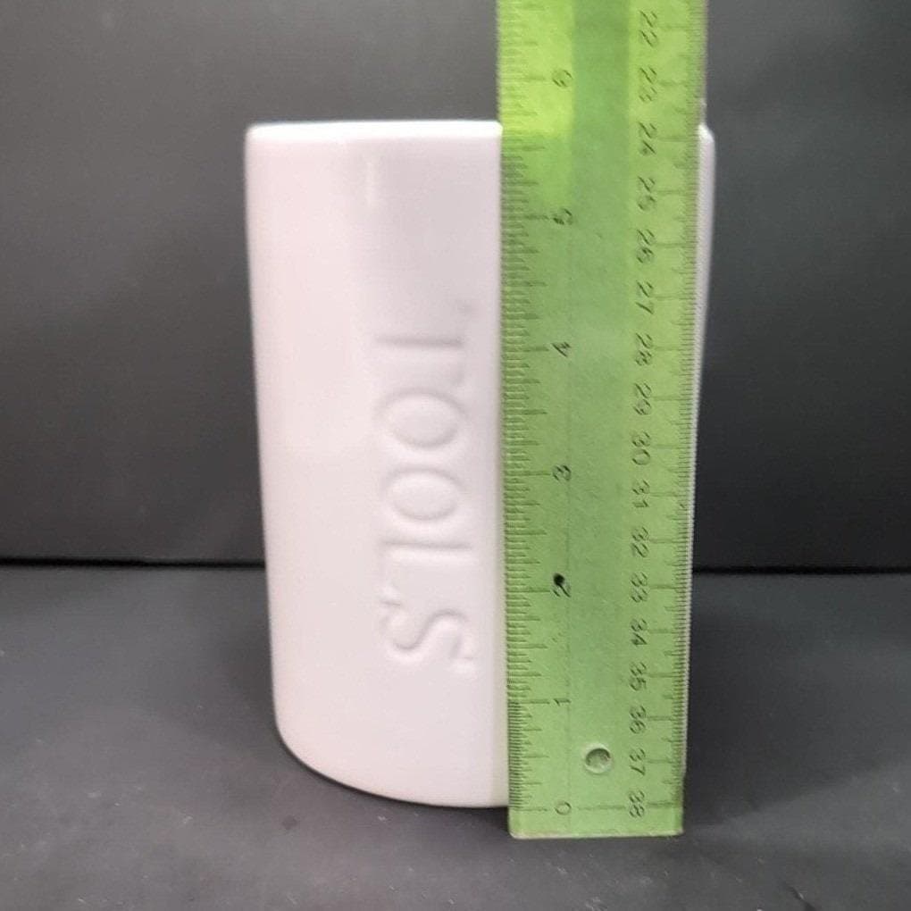 ALCO Industries White Ceramic Crock, Tools or Utensils Holder, Kitchen Organizer - Thumbnail 2