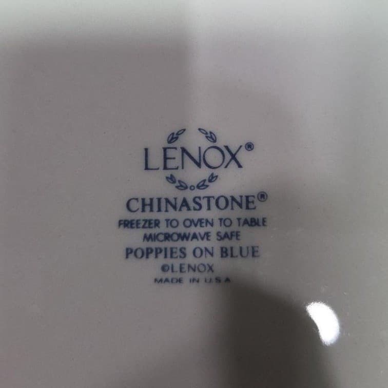 Lenox Chinastone Poppies On Blue Oval Platter, Replacement Floral Transfer Ware - Thumbnail 5