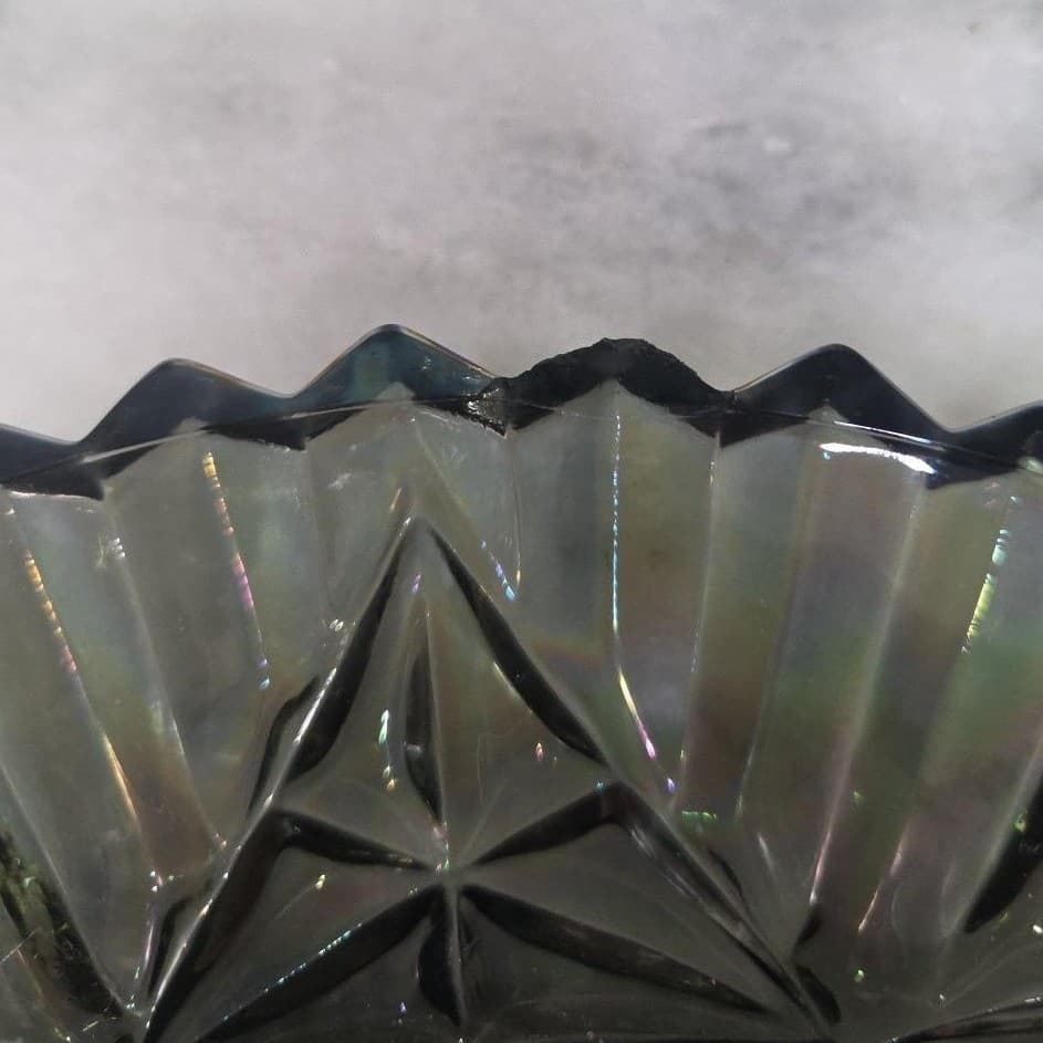 Federal Glass Carnival Smoke Serving Tray, Iridescent Fruit Plate, Centerpiece - Thumbnail 6