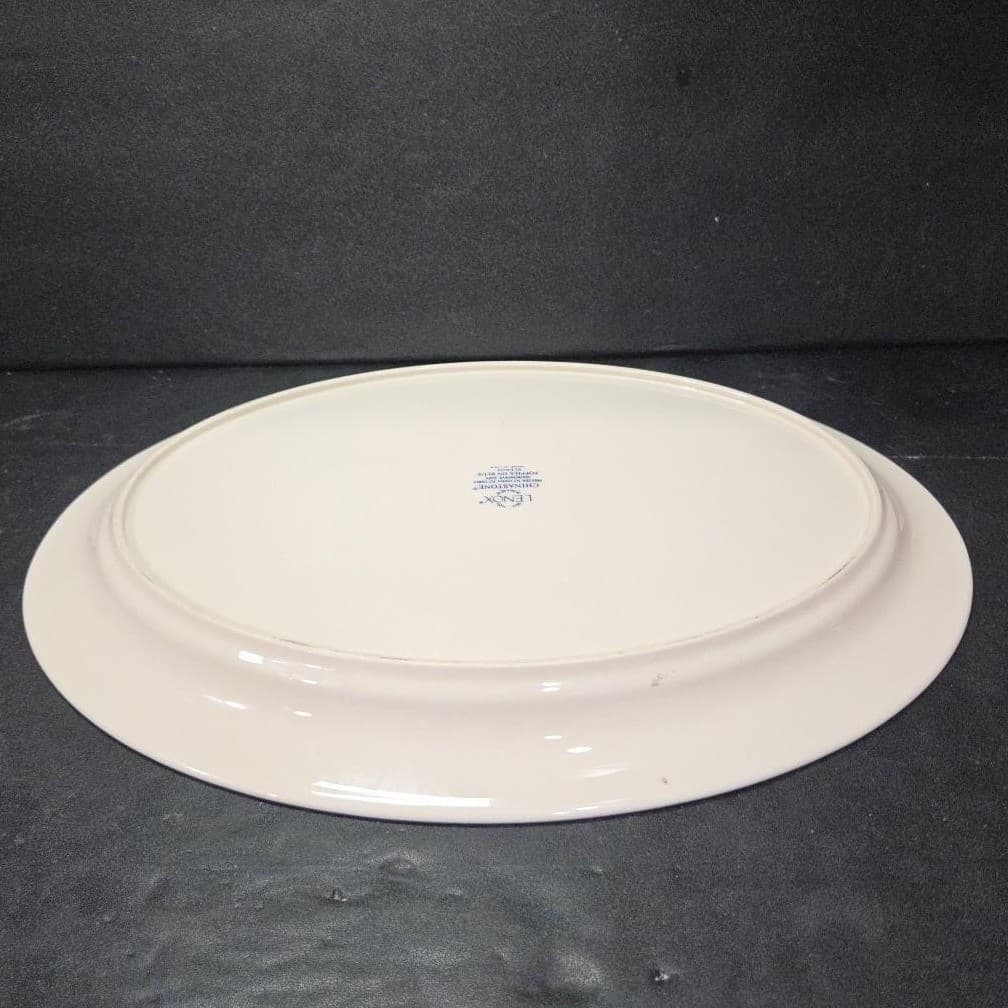 Lenox Chinastone Poppies On Blue Oval Platter, Replacement Floral Transfer Ware - Thumbnail 11
