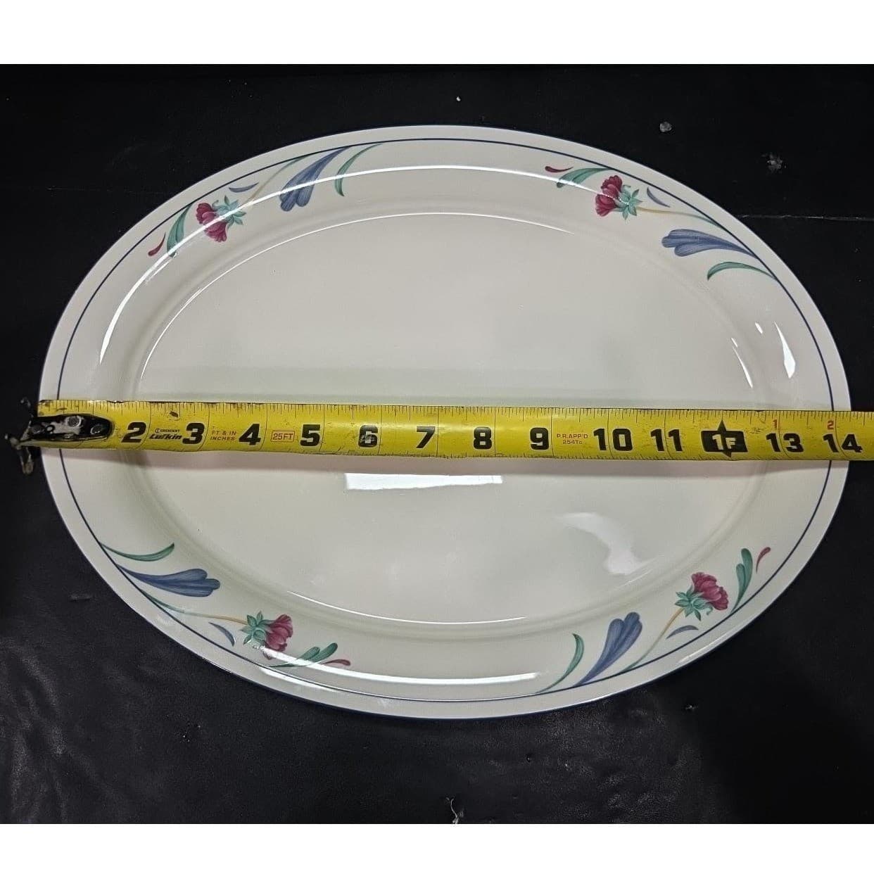 Lenox Chinastone Poppies On Blue Oval Platter, Replacement Floral Transfer Ware - Thumbnail 6