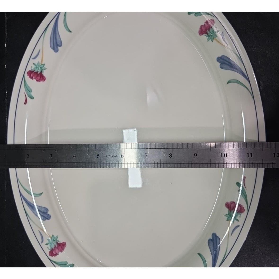 Lenox Chinastone Poppies On Blue Oval Platter, Replacement Floral Transfer Ware - Thumbnail 7