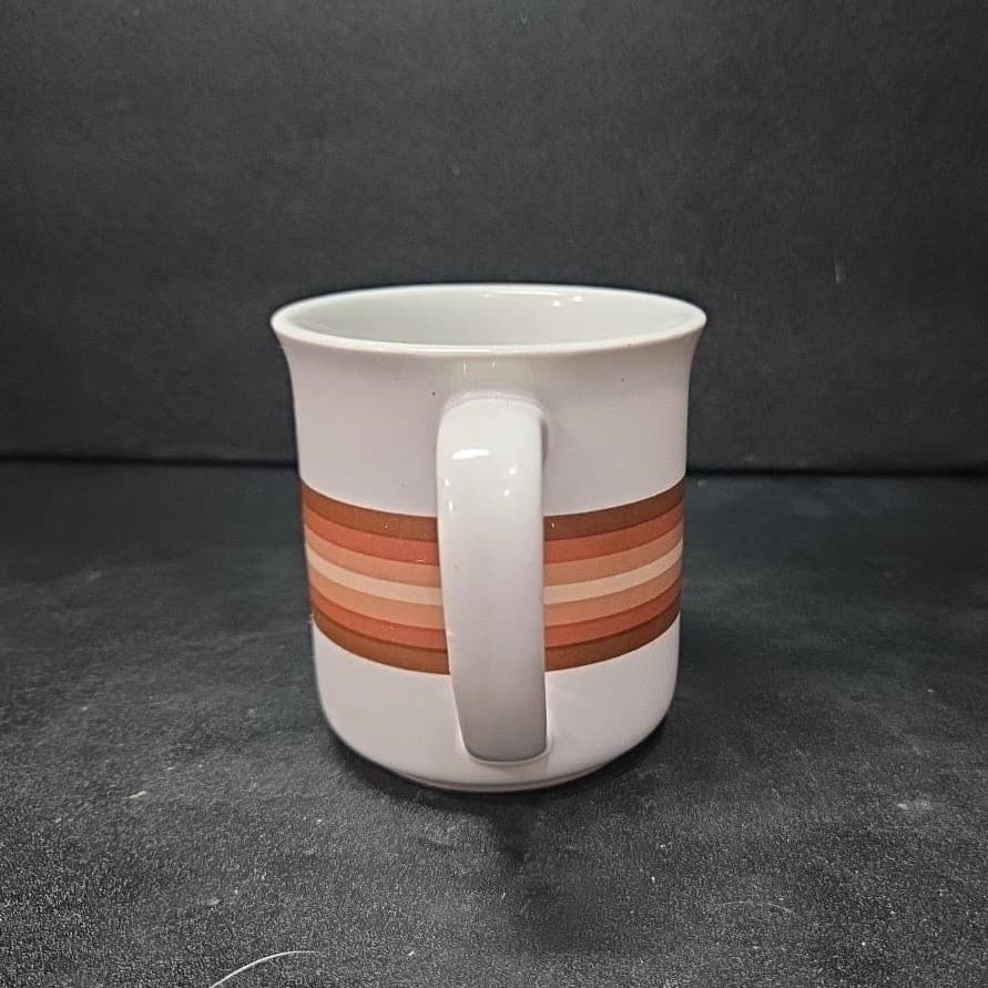 Brendan Erin Stone Style Ceramic Coffee Mug, Vintage Brown Tan Stripes Cup - Thumbnail 5