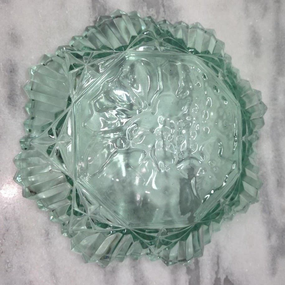 Federal Glass Pioneer Green Carnival Serving Bowl, Ruffled Edge Dish Centerpiece - Thumbnail 4