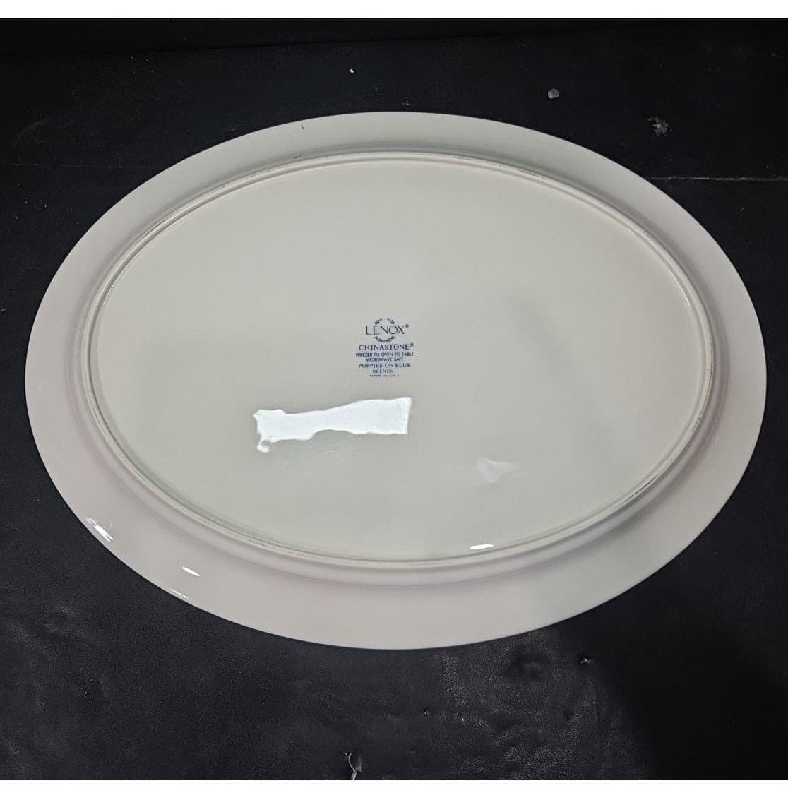 Lenox Chinastone Poppies On Blue Oval Platter, Replacement Floral Transfer Ware - Thumbnail 4