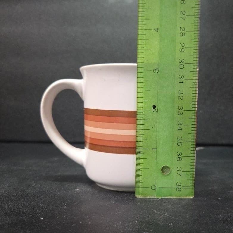 Brendan Erin Stone Style Ceramic Coffee Mug, Vintage Brown Tan Stripes Cup - Thumbnail 9