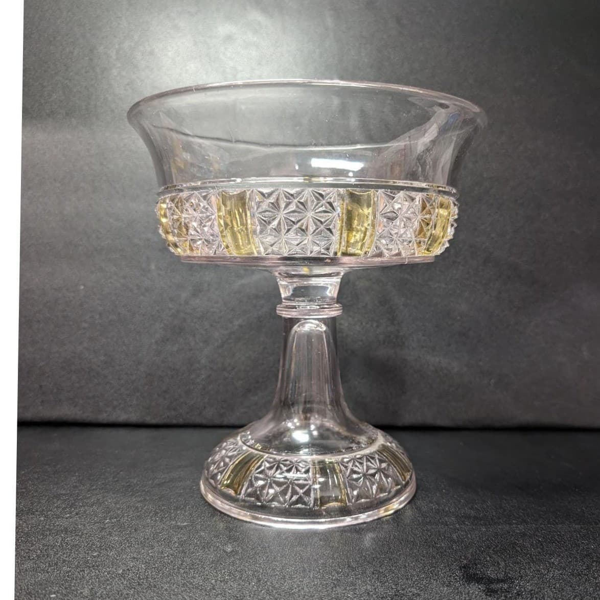 EAPG Yellow Paneled Compote, Antique Footed Serving Dish Replacement Centerpiece - Thumbnail 10