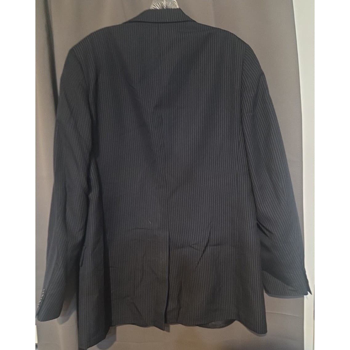 Adams Row Richman Navy Blue Pinstripe Two Button Blazer, Men's 44L Sport Coat - Thumbnail 4