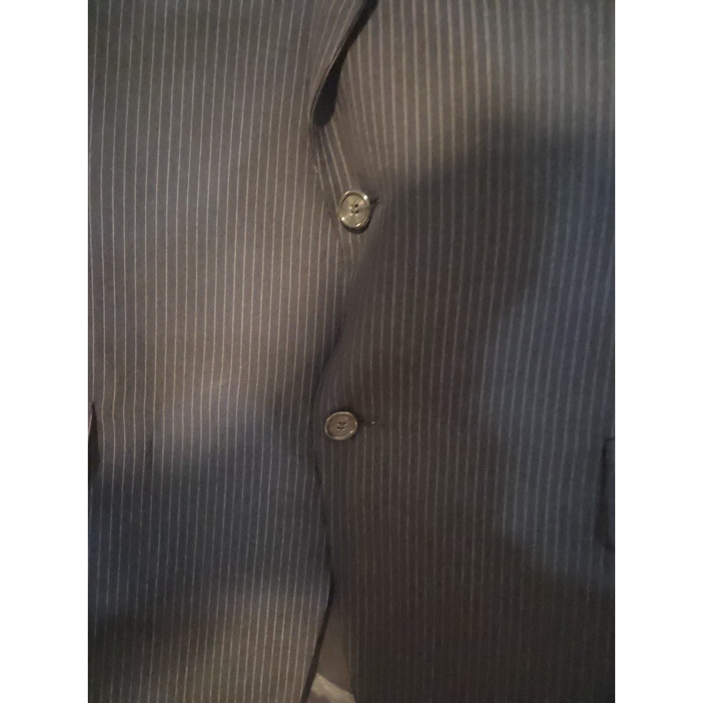 Adams Row Richman Navy Blue Pinstripe Two Button Blazer, Men's 44L Sport Coat - Thumbnail 6