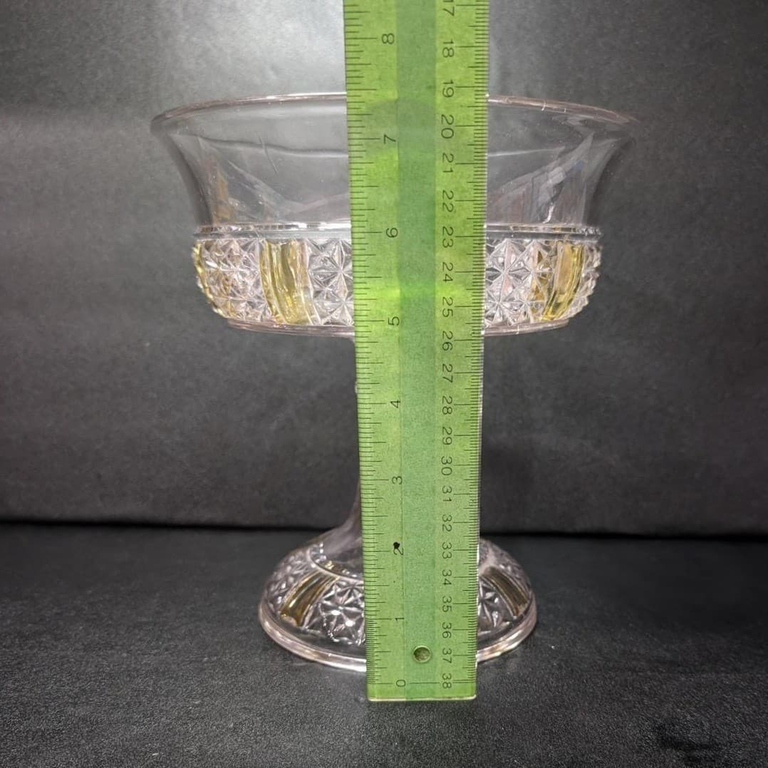 EAPG Yellow Paneled Compote, Antique Footed Serving Dish Replacement Centerpiece - Thumbnail 8