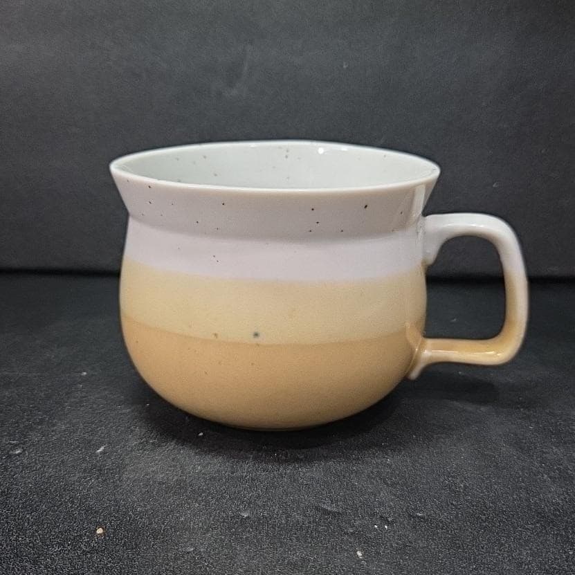 Speckled Yellow Tan Ombre Stoneware Mug, Studio Pottery Coffee Cup, Soup Bowl - Thumbnail 4
