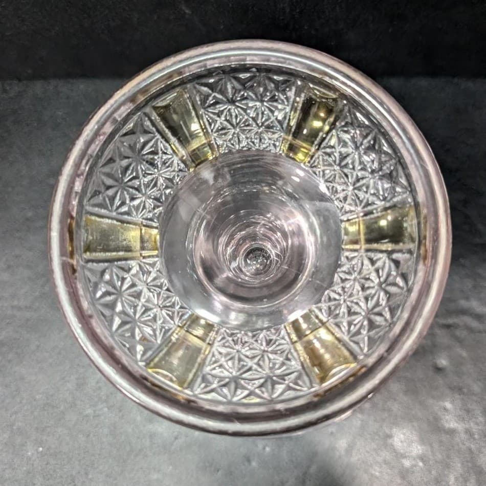 EAPG Yellow Paneled Compote, Antique Footed Serving Dish Replacement Centerpiece - Thumbnail 6