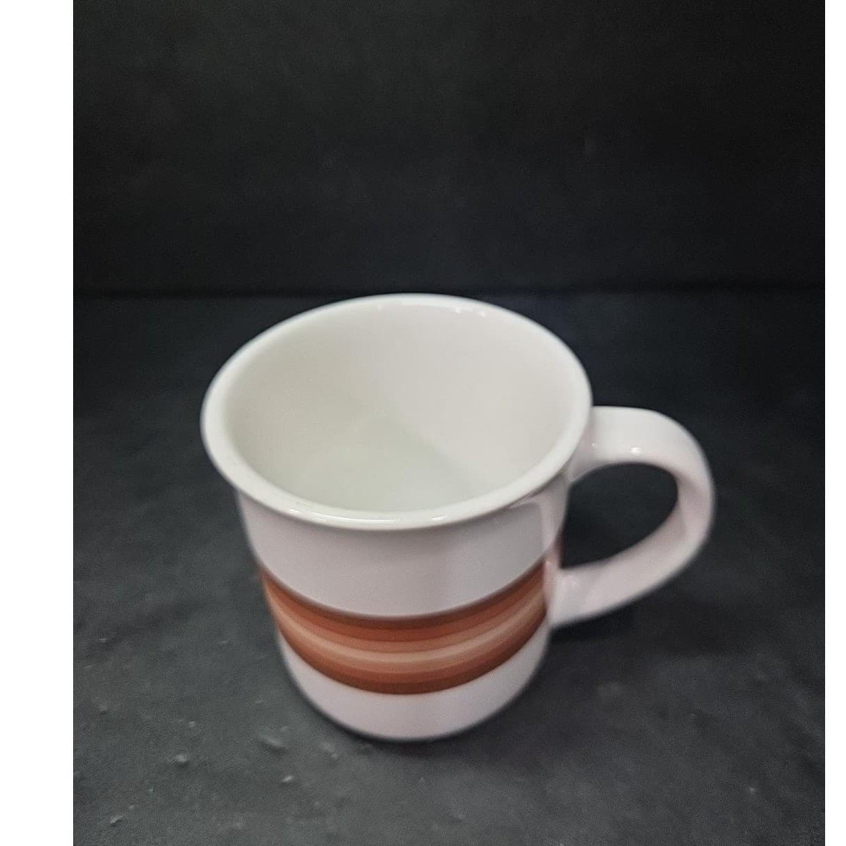 Brendan Erin Stone Style Ceramic Coffee Mug, Vintage Brown Tan Stripes Cup - Thumbnail 6