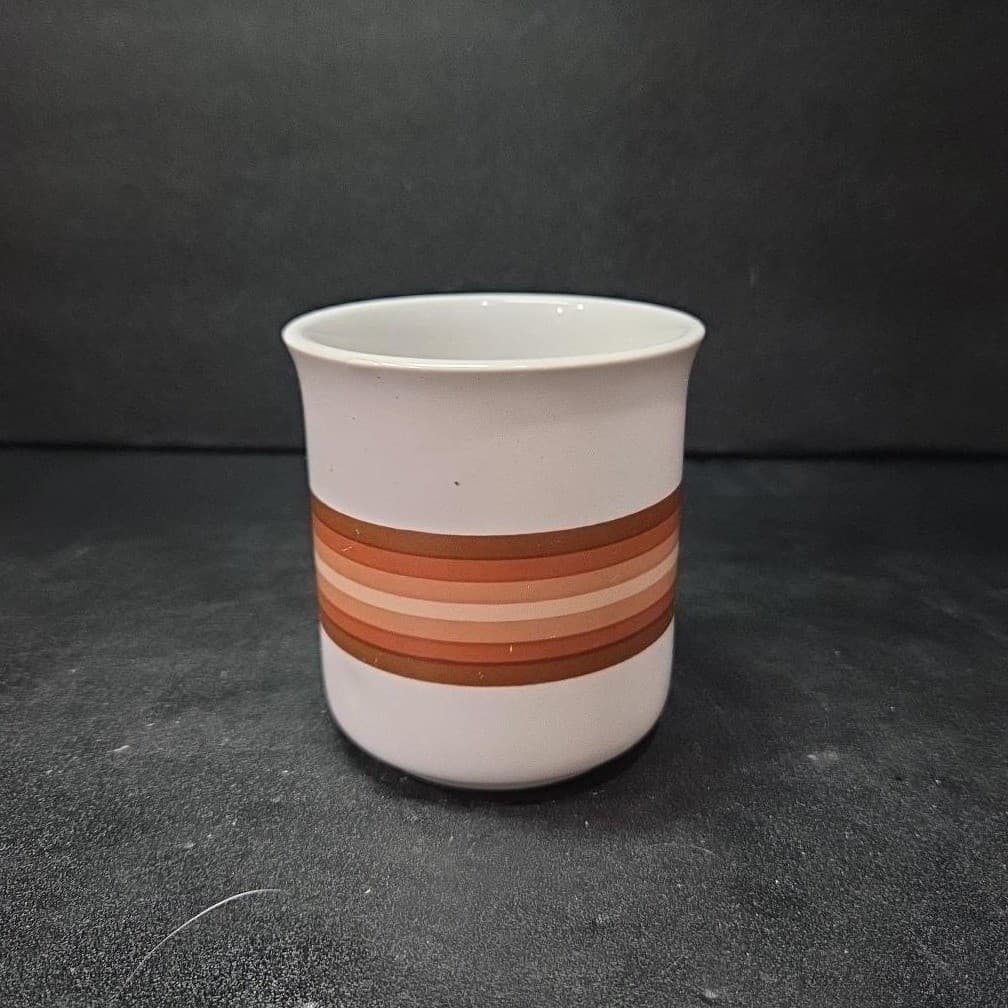 Brendan Erin Stone Style Ceramic Coffee Mug, Vintage Brown Tan Stripes Cup - Thumbnail 3