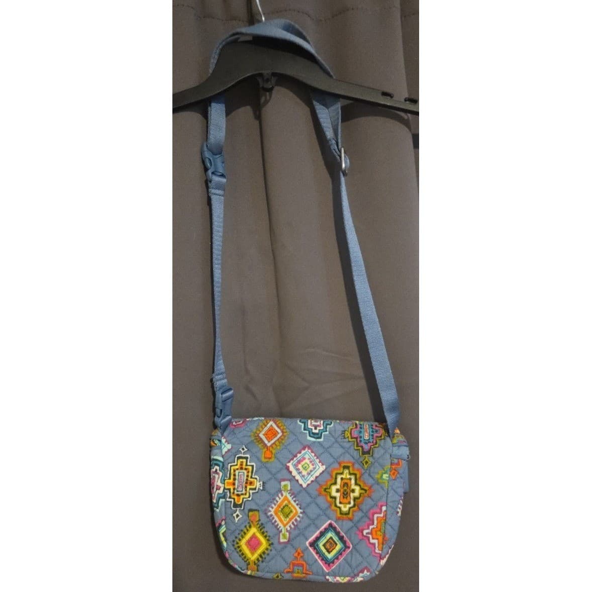 Vera Bradley Blue Quilted Southwestern Geometric Crossbody Bag Adjustable Strap - Thumbnail 3