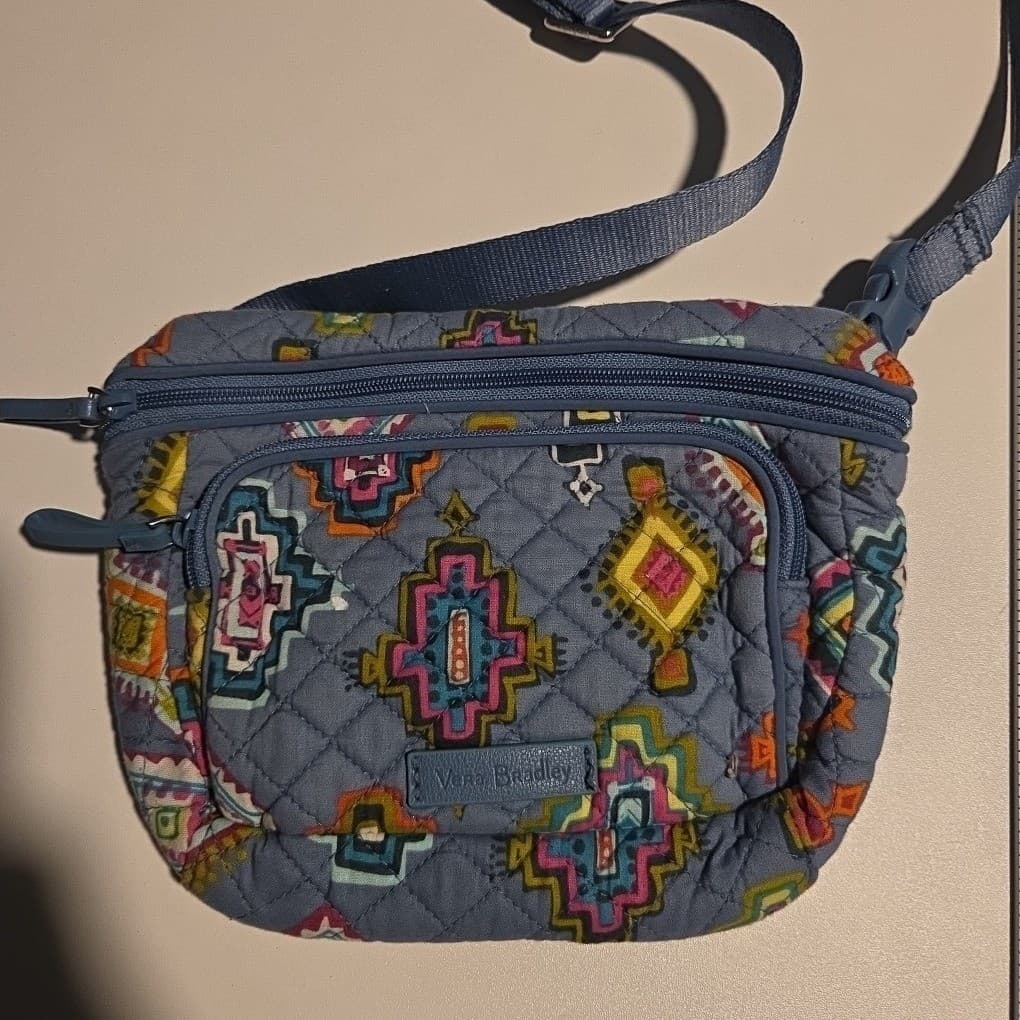 Vera Bradley Blue Quilted Southwestern Geometric Crossbody Bag Adjustable Strap - Thumbnail 5